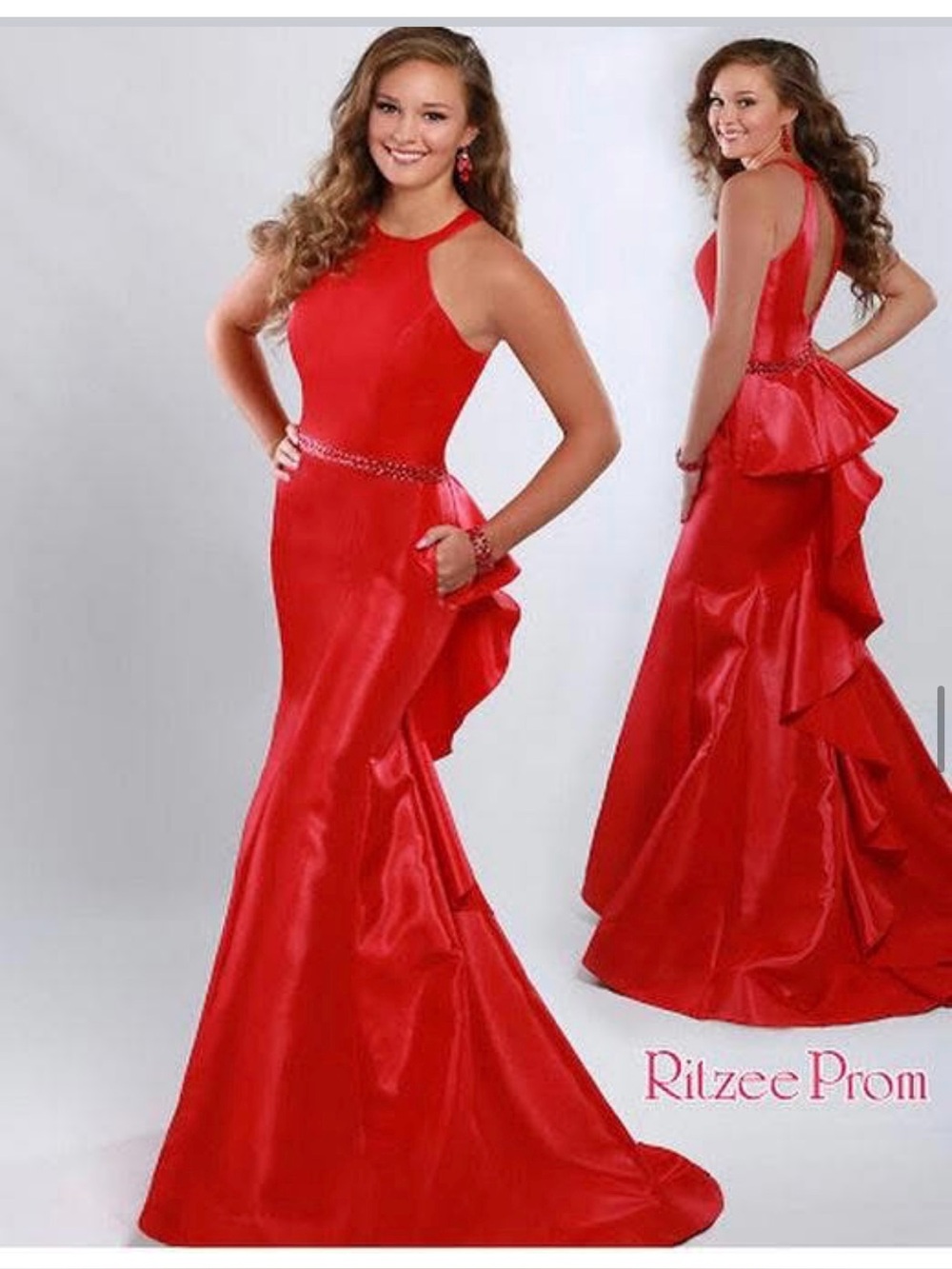 Red Satin Mermaid Prom Dress
